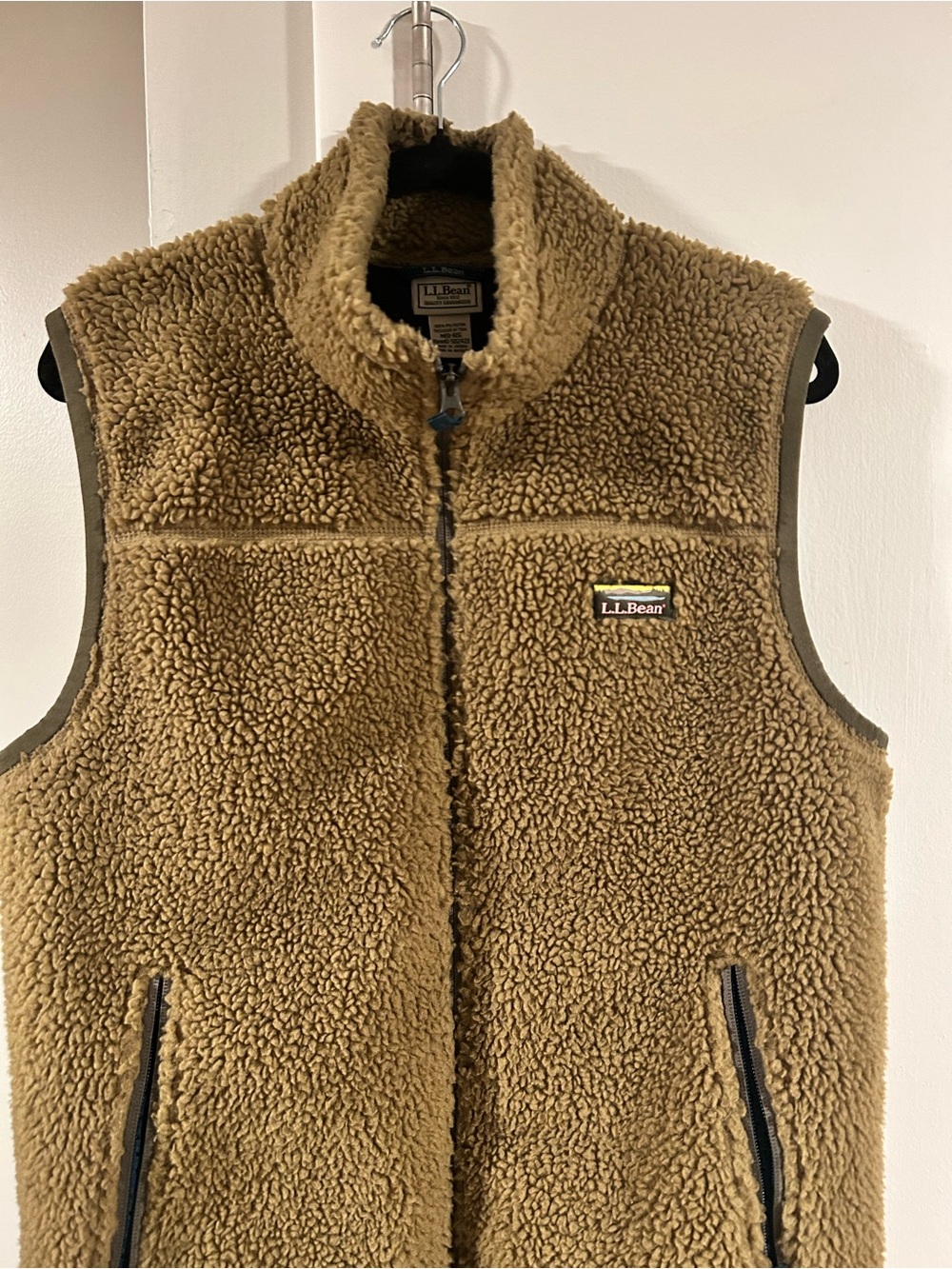 L.L. Bean Men’s Sherpa Fleece Vest in Camel Brown